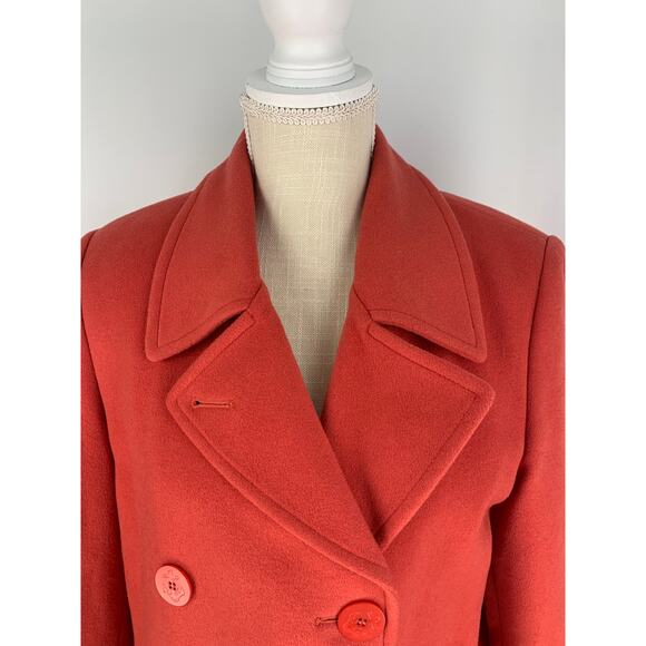 L.L. Bean Thinsulate Wool Cashmere Double Breasted Peacoat Womens Size 10 Orange - Picture 6 of 10